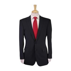 Ralph Lauren Black Label Solid Black 2-Btn Slim Fit Wool Suit 38R
